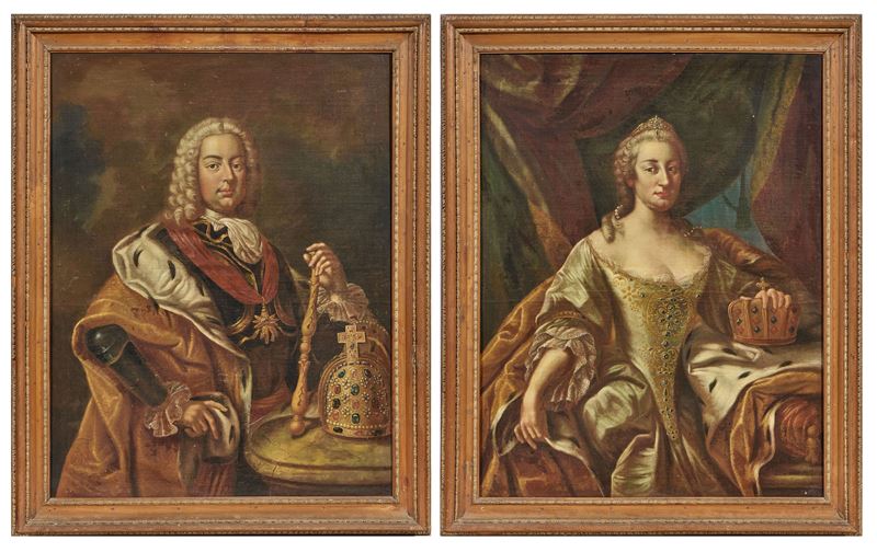 Scuola Austriaca del XVIII Secolo - Ritratto di Francesco Stefano di Lorena e Maria Teresa d’Asbu...