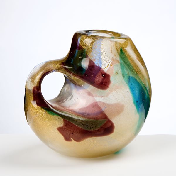 Archimede Seguso : Vaso ad ansa in vetro soffiato  - Asta L'Arte della Tavola - Casa d'aste Farsettiarte