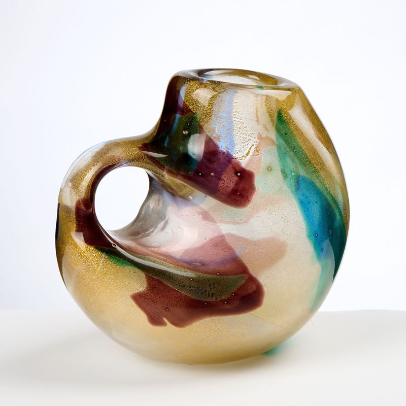 Vaso ad ansa in vetro soffiato