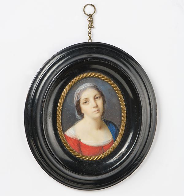 Jean-Baptiste Isabey - Miniatura raffigurante «Ritratto di giovane fanciulla come Maria Vergine»