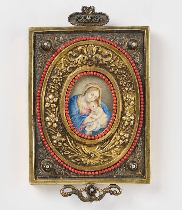 Ignoto veneto del XVIII secolo - Miniatura raffigurante «Madonna col Bambino»