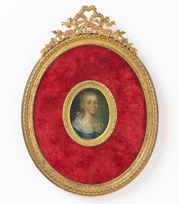 Scuola veneziana del XVIII secolo - Miniatura raffigurante «Ritratto di giovinetta»