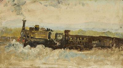 De Nittis, Il trenino - olio su cartone