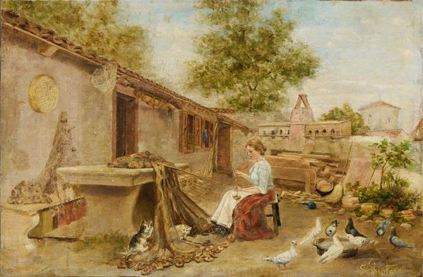 Ignoto fine XIX secolo - In cortile