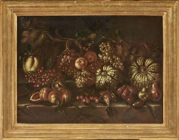 Agostino Verrocchi (bottega di) - Natura morta con uva e zucca