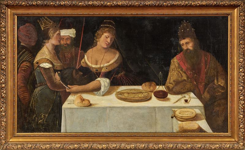 La testa del Battista presentata a Erode (con Erodiade e Salomè)