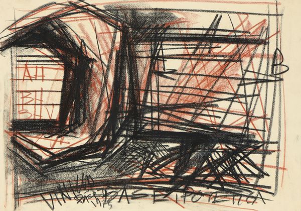 Vinicio Berti : Base ipotetica  (1975)  - Tecnica mista su carta - Auction Paintings, Drawings, Sculpures and Multiples - Casa d'aste Farsettiarte