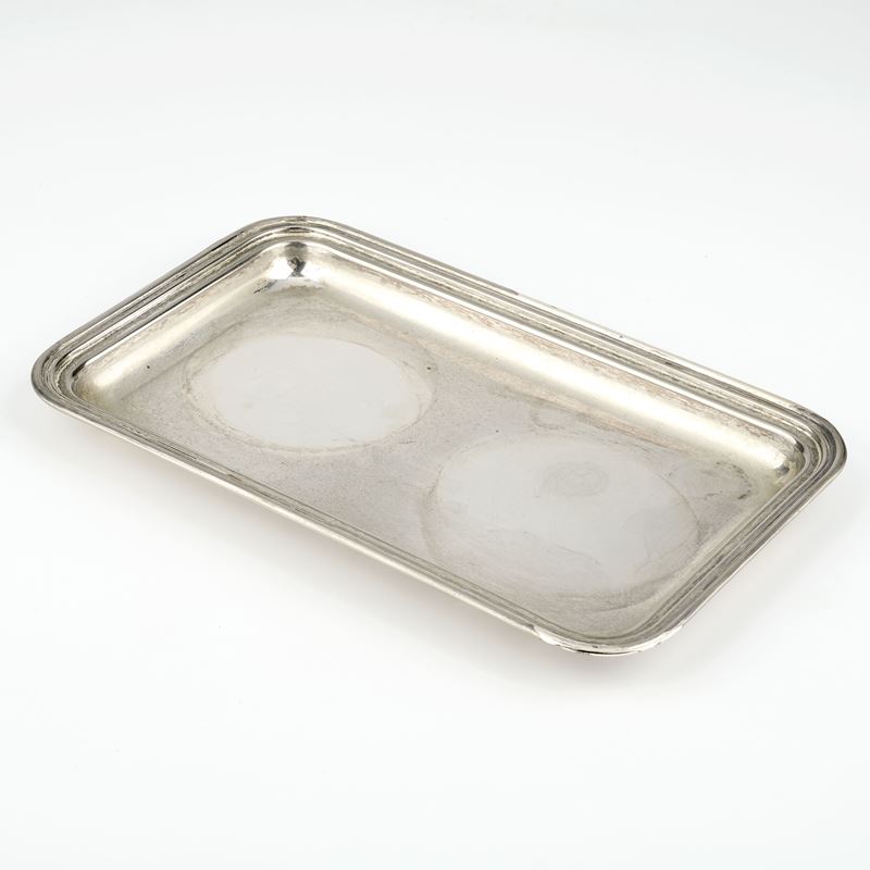 Piccolo vassoio rettangolare in argento, cm 24x15, g 230