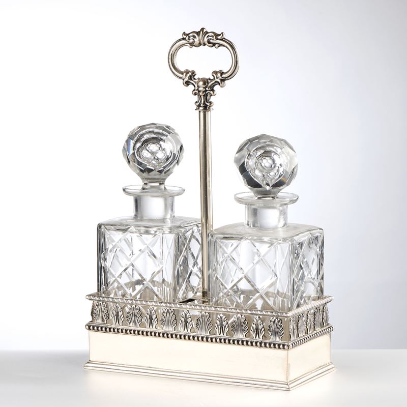 Portabottiglie rettangolare in argento