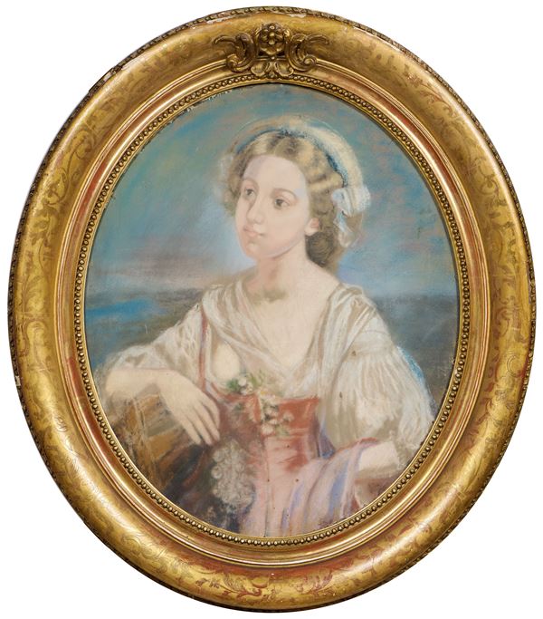 Ignoto del XIX secolo : Ritratto di giovinetta  - Pastello su carta - Asta Dipinti Antichi - Casa d'aste Farsettiarte