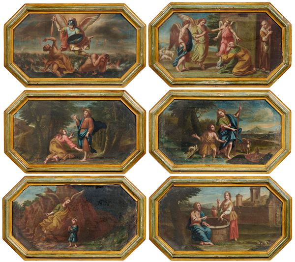 Scuola Italia centrale fine XVII secolo - Sei scene del Vecchio e del Nuovo Testamento