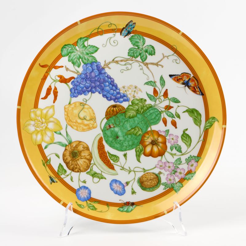 Hermès "Siesta" piatto da torta in porcellana policroma