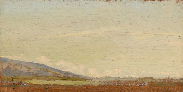 Francesco Gioli : Paesaggio  - Olio su tavoletta - Asta Dipinti e Sculture del XIX e XX secolo - Casa d'aste Farsettiarte