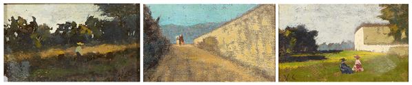 Vincenzo Cabianca : Tre opere a soggetto «Paesaggio»  - Olio su tela - Auction XIX and XX Century Paintings and Sculptures - Casa d'aste Farsettiarte