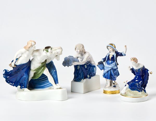 Quattro sculture in porcellana policroma  - Asta L'Arte della Tavola - Casa d'aste Farsettiarte