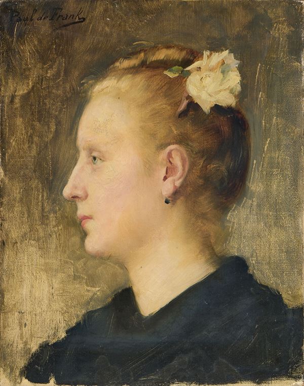 Ignoto fine XIX - inizio XX secolo : Profilo di donna  - Olio su tela - Asta Dipinti e Sculture del XIX e XX secolo - Casa d'aste Farsettiarte