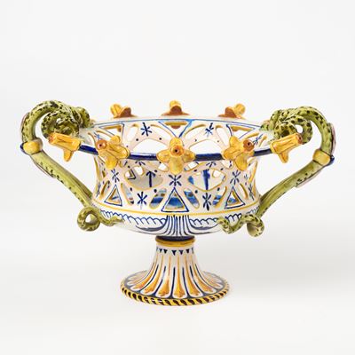 Ginori, Alzata-centrotavola in ceramica decorata, XIX secolo