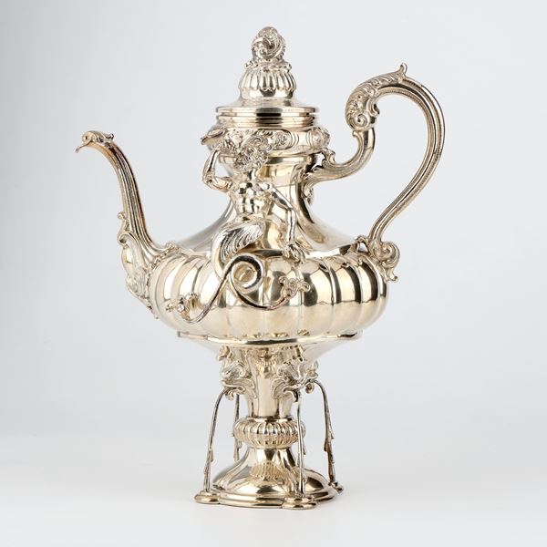 Grande caffettiera in argento Sterling 925  - Asta L'Arte della Tavola - Casa d'aste Farsettiarte