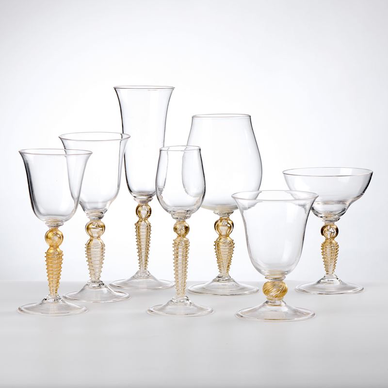 Archimede Seguso servizio di bicchieri in vetro soffiato