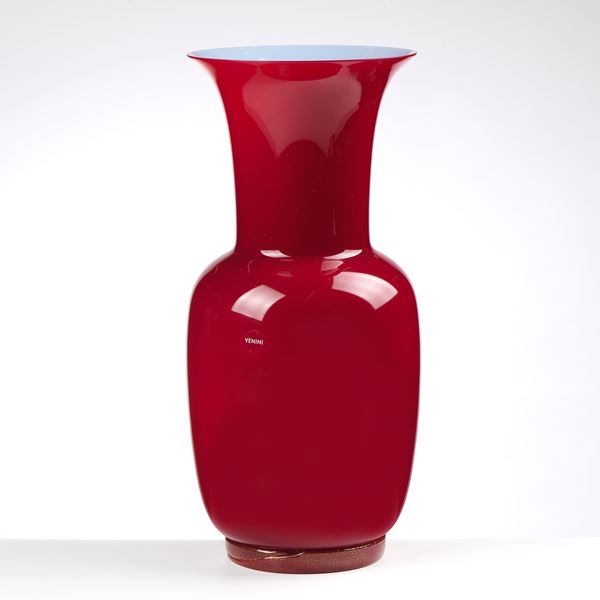 Venini "Opaline" vaso in vetro rosso, Murano  - Asta L'Arte della Tavola - Casa d'aste Farsettiarte