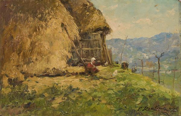 Ferruccio Rontini : Mugello  (1944)  - Olio su tavola - Asta Dipinti e Sculture del XIX e XX secolo - Casa d'aste Farsettiarte