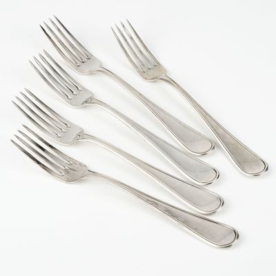 Dodici forchette da dolce in argento moderno, g 510