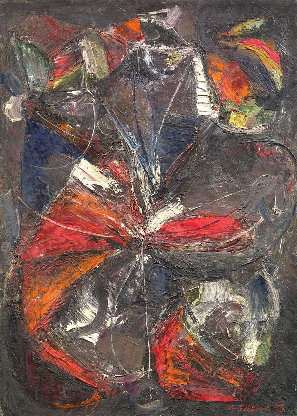 Mario Fallani : Oggetto - Spazio 4°  (1958)  - Olio su tela - Asta Dipinti, Disegni, Sculture e Grafica - Casa d'aste Farsettiarte