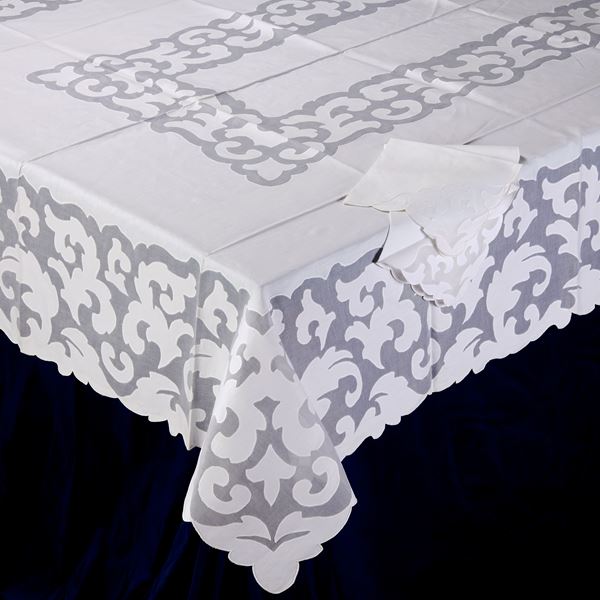 Tovaglia in lino con 8 tovaglioli