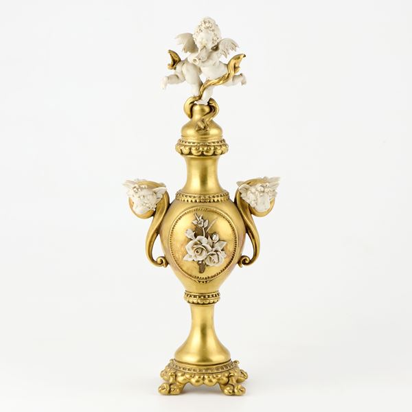 Giuseppe Cappè per Capodimonte vaso in porcellana oro e bianca