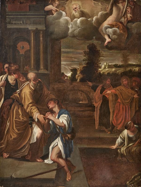 Ludovico Carracci (attr. a) : Il ritorno del Figliol Prodigo  - Olio su tela - Asta Importanti Dipinti Antichi - Casa d'aste Farsettiarte