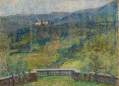 La terrazza - olio su tavoletta