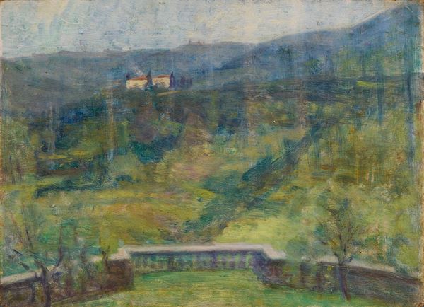 Angelo Torchi : La terrazza  - Olio su tavoletta - Auction XIX and XX Century Paintings and Sculptures - Casa d'aste Farsettiarte