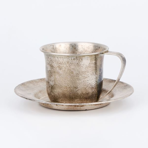 Tazza con piatto in argento