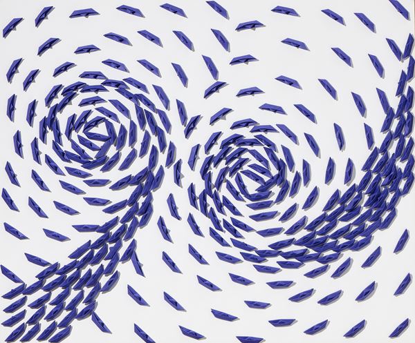 Riccardo Gusmaroli : Vortice blu  (2024)  - Barche di carta su tela - Auction Contemporary Art - Casa d'aste Farsettiarte