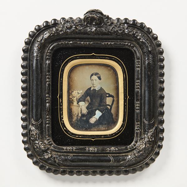 A. Calvet - Dagherrotipo raffigurante «Ritratto di giovinetta con fiori»