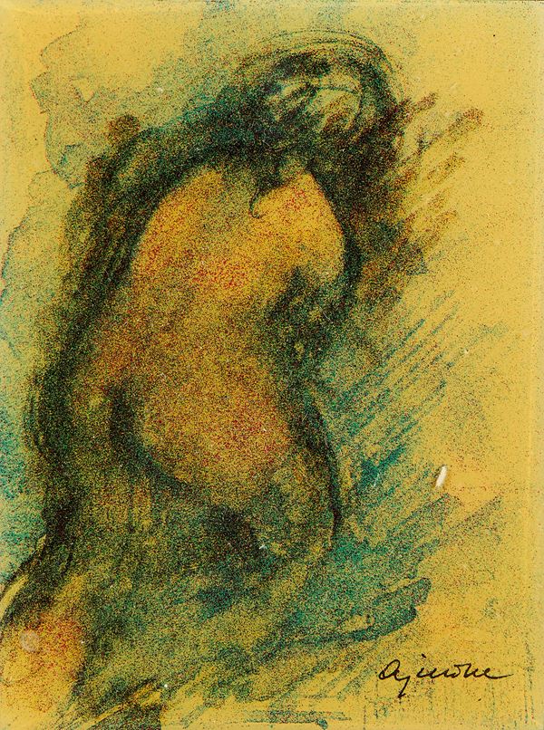 Giuseppe Ajmone : Risveglio  - Minilitografia smaltata - Asta Dipinti, Disegni, Sculture e Grafica - Casa d'aste Farsettiarte