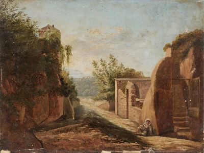 Paesaggio, tempera su carta applicata su tela (1835)