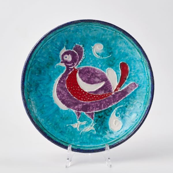 Uberto Zannoni - Piatto con decoro raffigurante uccello