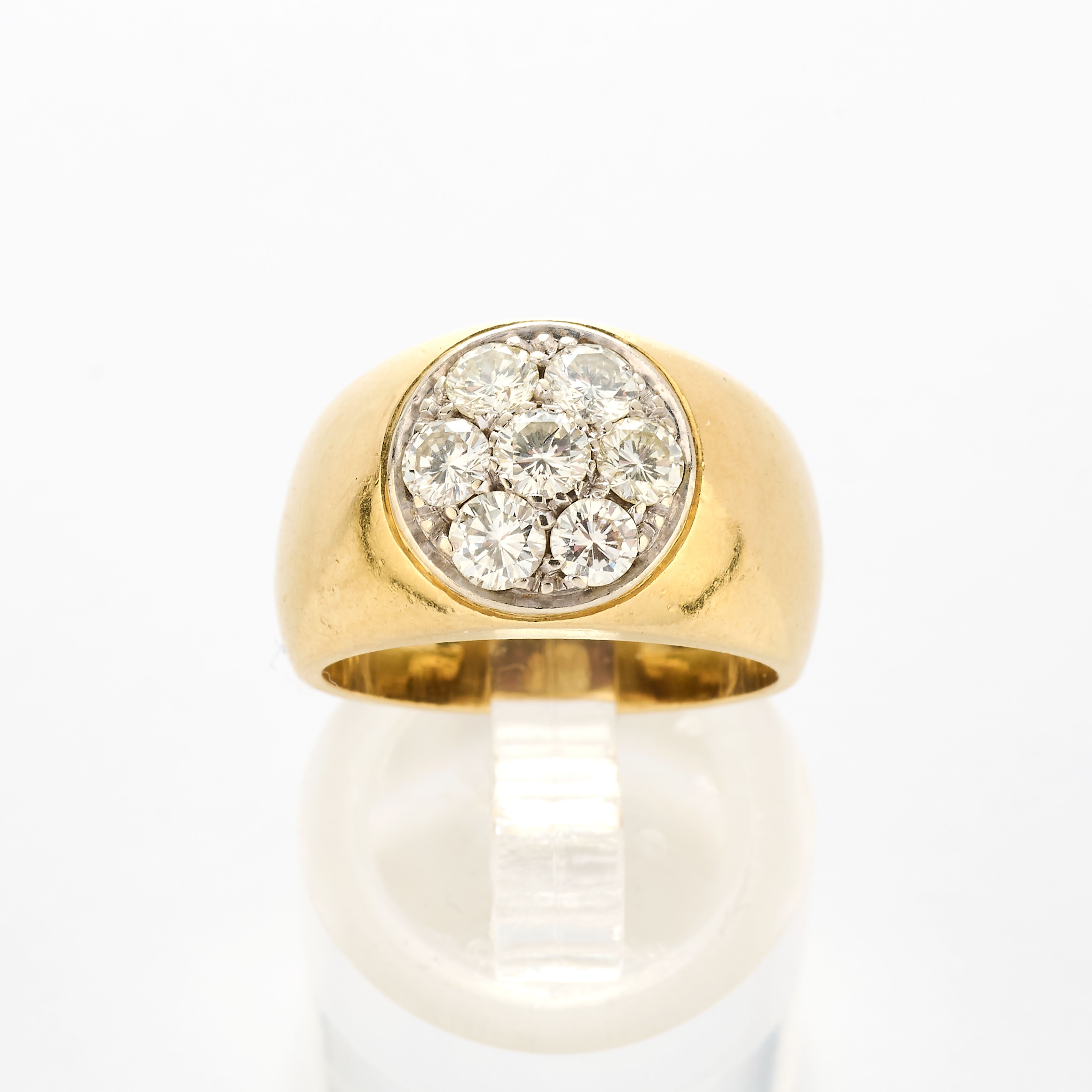 Anello a fascia in oro giallo con diamanti