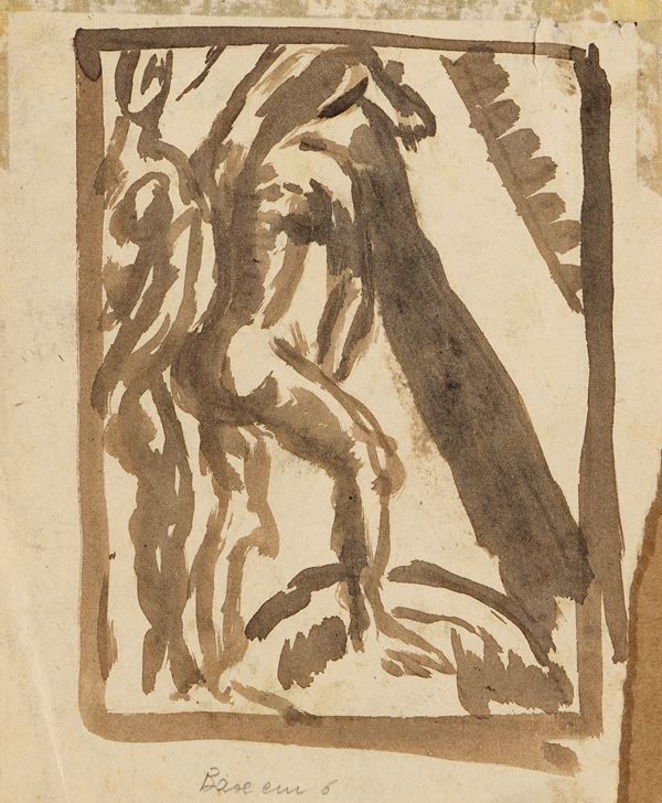 Ardengo Soffici : Studio per «Toilette»  ((1911))  - China su carta - Asta Dipinti, Disegni, Sculture e Grafica - Casa d'aste Farsettiarte