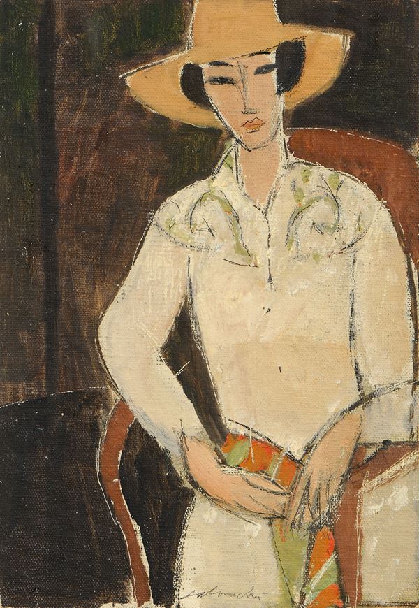 Aldo Salvadori - Ritratto di donna con cappello