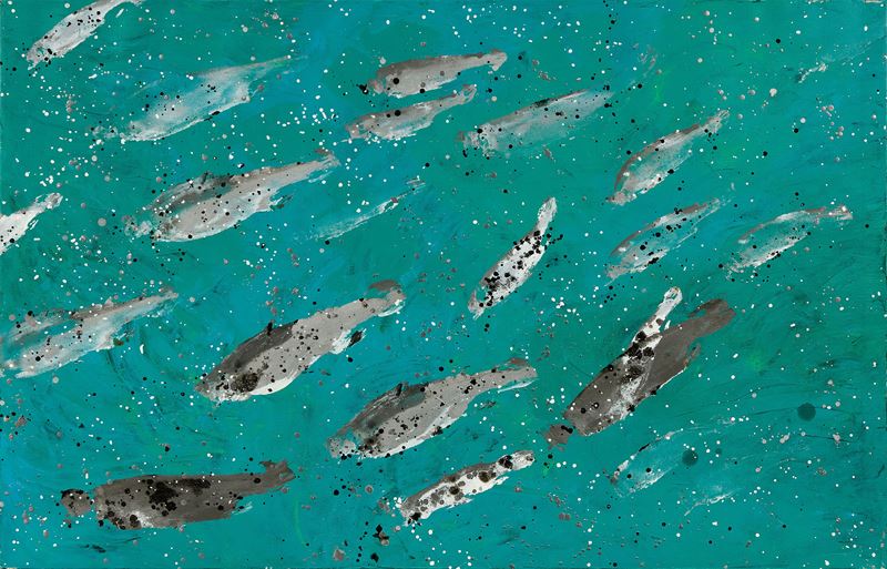 Massimo Barzagli - Fishwatching, olio su tela