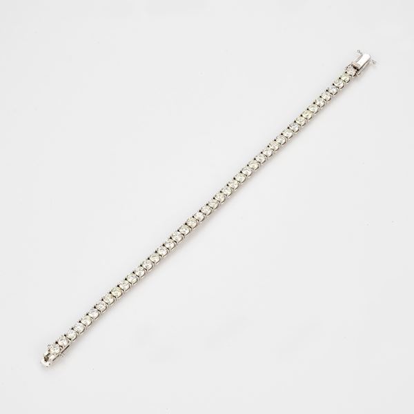 Bracciale tennis in oro bianco e diamanti