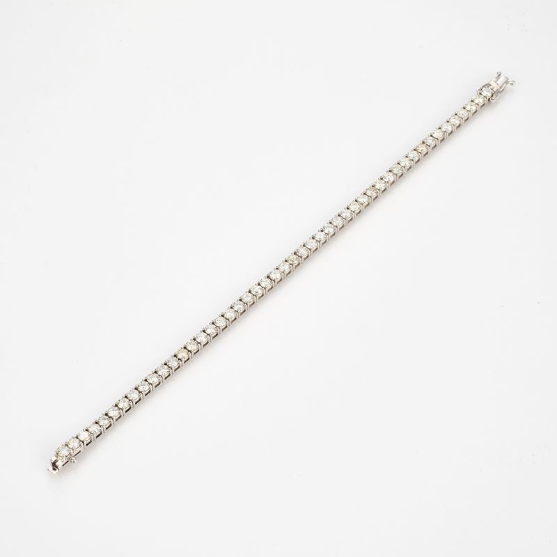Bracciale tennis in oro bianco e diamanti