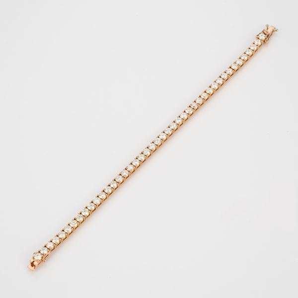 Bracciale tennis in oro giallo e diamanti