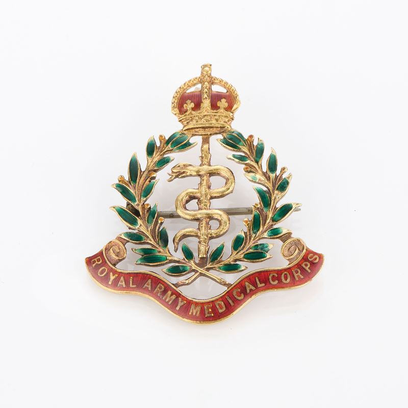 Spilla Regimental in oro giallo e smalti