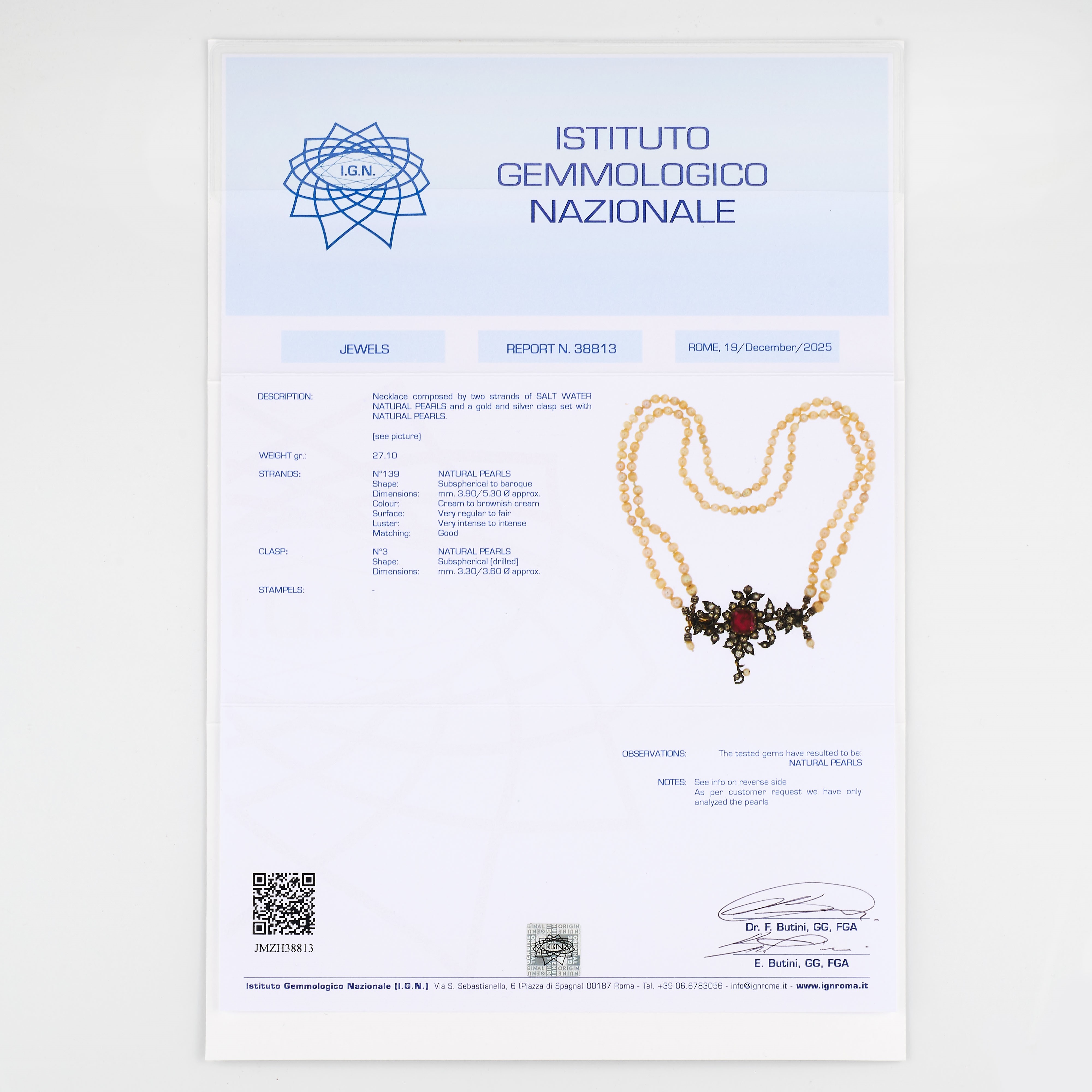 Collana di perle naturali