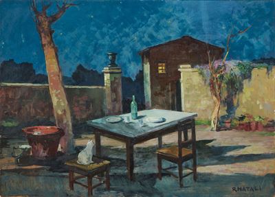 Dopo la cena, olio su faesite