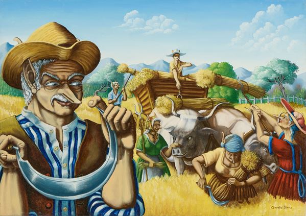 Anthony Gerald Binns : La raccolta  - Olio su tela - Auction Parade - Modern, Contemporary and Graphic Art - Casa d'aste Farsettiarte