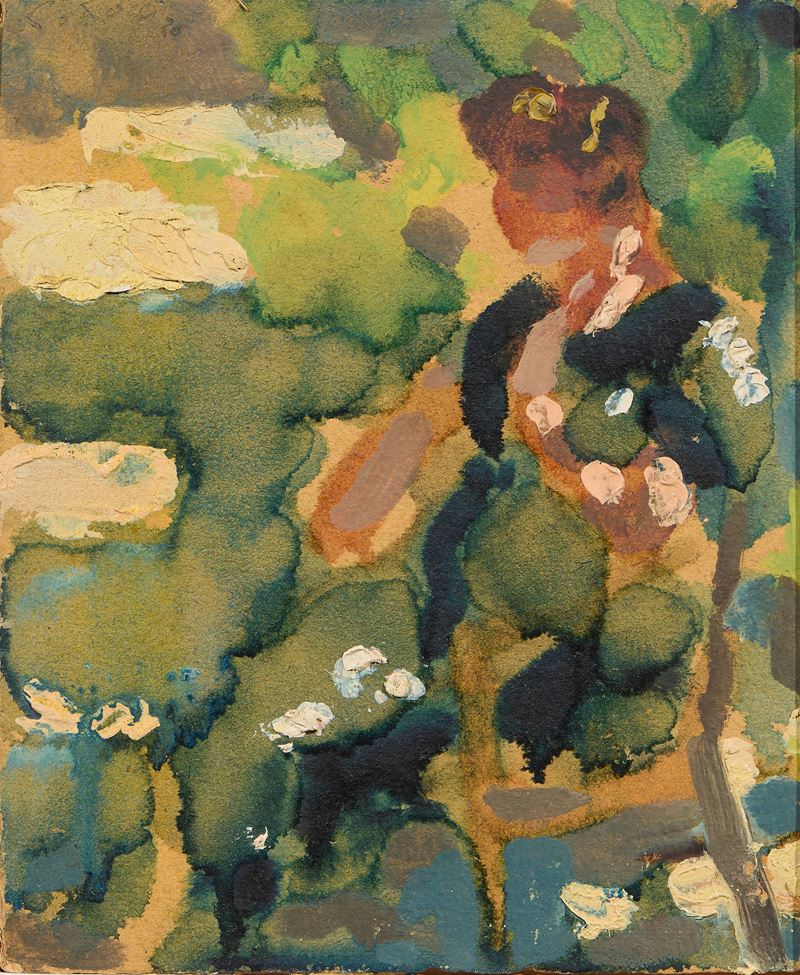 Carlo Corsi - All’aperto, tecnica mista su cartone (1926)